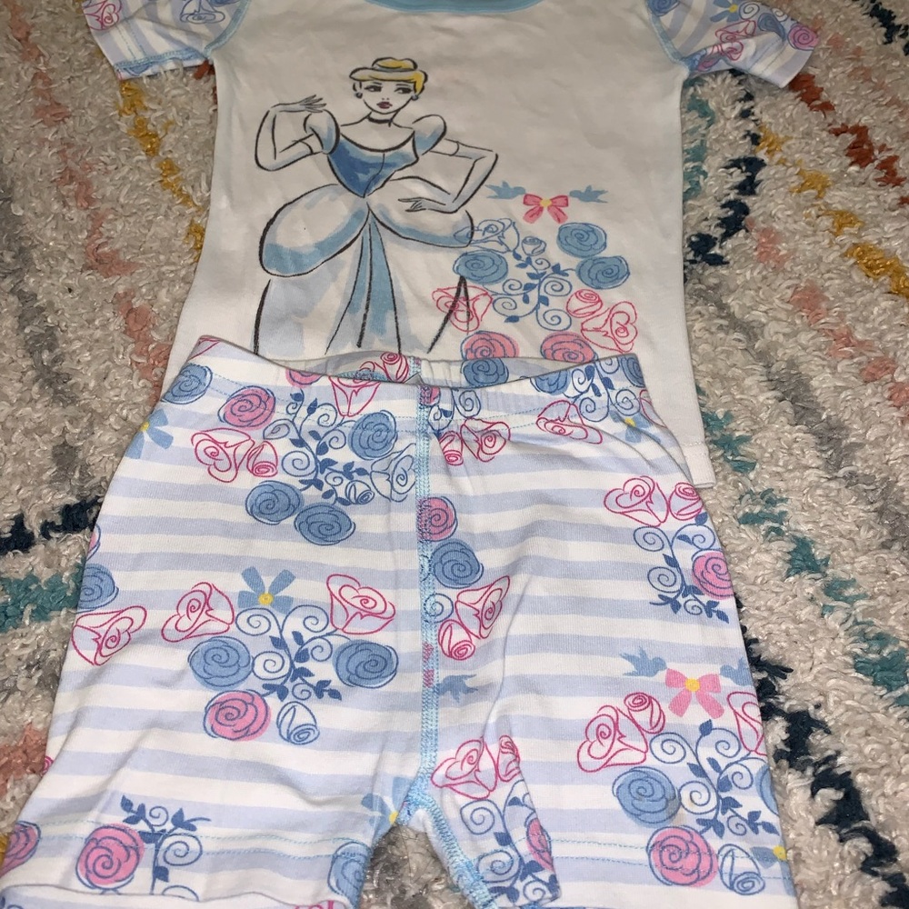 Disney Blue and Pink Pajama Sets with Floral Motifs